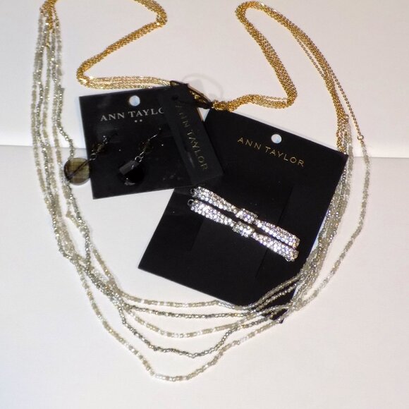 Lot 3 New w/$94 Tags Ann Taylor Jewelry Bundle.  Necklace, Earrings & Barrettes - Picture 8 of 10
